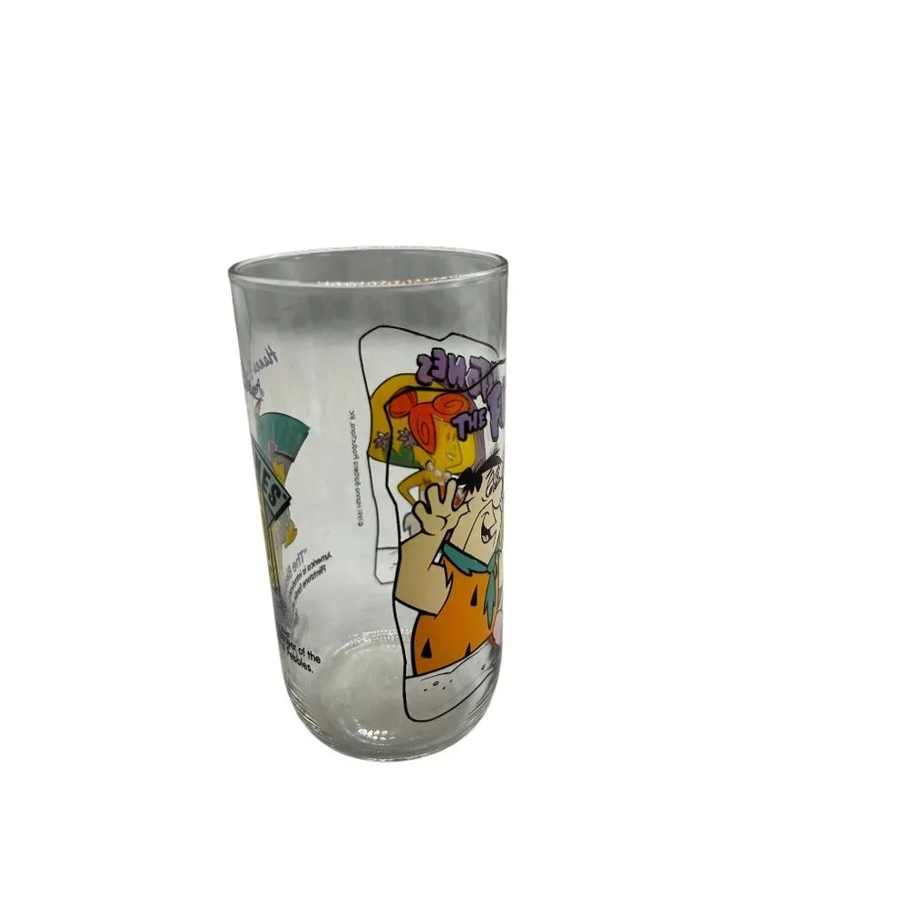 1991 Hardee's Flintstones Fred & Wilma Glass Tumbler 30th Anniversary‎ Promo